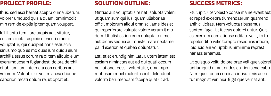 Project Profile: Ibus, sed esci bernat acepra cume liberum, volorer umquod quis a quam, omnimodit min rem de explis i   