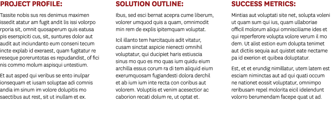 Project Profile: Tassite nobis sus res denimus maximen issedit atatur am fugit andit lis issi volorpo rporia sit, omn   